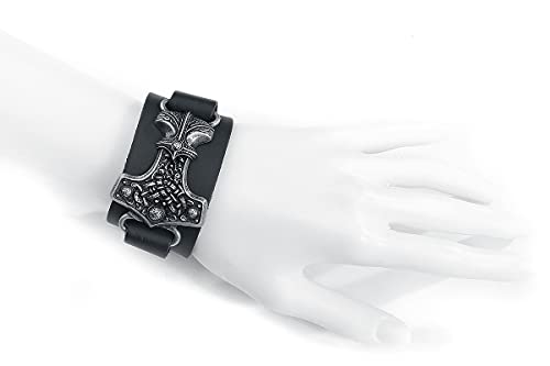 Alchemy Gothic Thorshammer Hombre Pulsera de Cuero Standard, Piel,