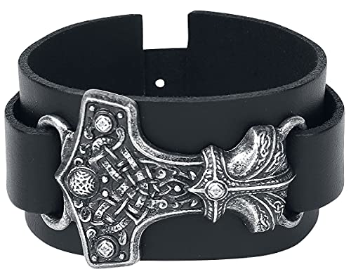 Alchemy Gothic Thorshammer Hombre Pulsera de Cuero Standard, Piel,