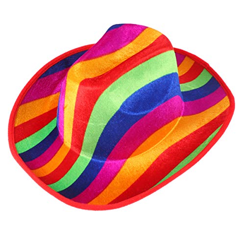 Amosfun Party Sombrero colorido de payaso a rayas patrón superior sombrero de payaso cosplay arco iris sombrero decorativo escenario para festival bola banquete