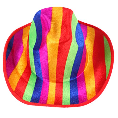 Amosfun Party Sombrero colorido de payaso a rayas patrón superior sombrero de payaso cosplay arco iris sombrero decorativo escenario para festival bola banquete