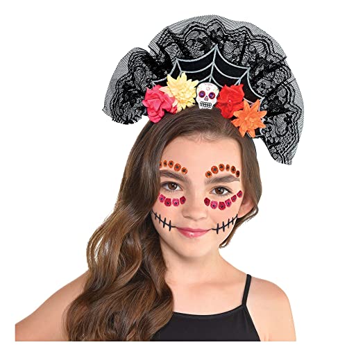 amscan 844939-55 Halloween Day of The Dead Spiderweb - Diadema (1 unidad, multicolor