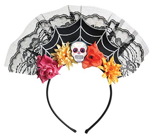 amscan 844939-55 Halloween Day of The Dead Spiderweb - Diadema (1 unidad, multicolor