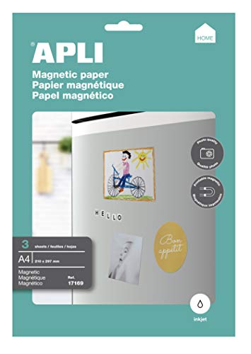 APLI 17169 - Papel magnético imprimible con 3 hojas