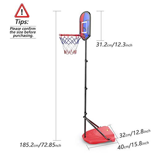 通用 Aro de Baloncesto para Niños, Juego de Baloncesto Portátil Ajustable de 110-185 CM, Soporte de Baloncesto para Niños de 3 a 8 Años