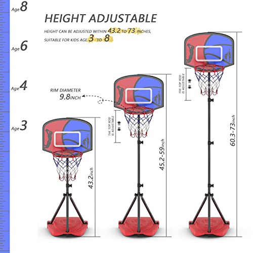 通用 Aro de Baloncesto para Niños, Juego de Baloncesto Portátil Ajustable de 110-185 CM, Soporte de Baloncesto para Niños de 3 a 8 Años