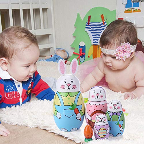 ARVALOLET Muñeca matrioska rusa de madera para niños, kit de juguetes hecho a mano, regalo para fiestas, sala de estar, decoración de dormitorio