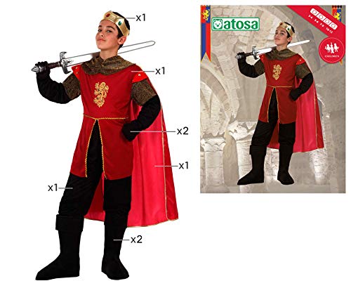 Atosa disfraz rey medieval niño infantil rojo 7 a 9 años