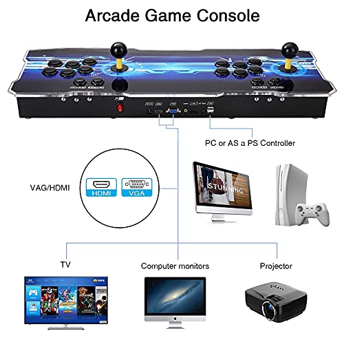 Auvusu [Juegos Clásicos 5000] Pandora's Box Retro Game Machine, Consola de Juegos Arcade con 1280 x 720 Full HD, hasta 4 Jugadores, Salida HDMI / VGA / USB, Adecuado para PC / TV / PS3