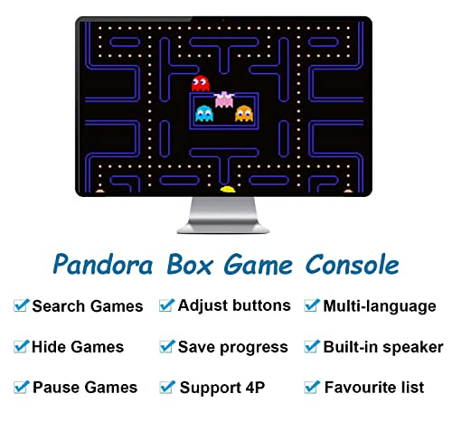 Auvusu [Juegos Clásicos 5000] Pandora's Box Retro Game Machine, Consola de Juegos Arcade con 1280 x 720 Full HD, hasta 4 Jugadores, Salida HDMI / VGA / USB, Adecuado para PC / TV / PS3