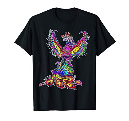 Ave Fénix - Arco iris colorido abstracto Camiseta