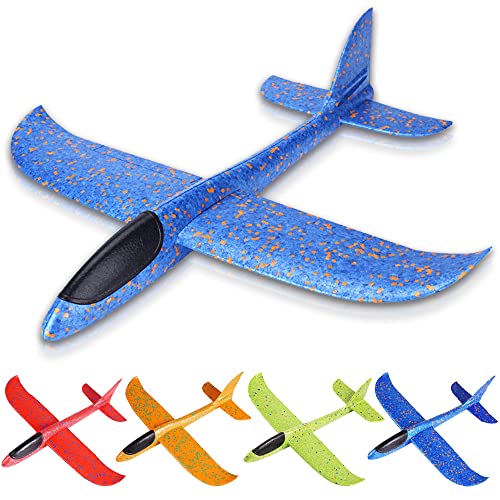 Aviones de Corcho, XiXiRan 4Pcs Avion Planeador, Planos de Espuma, Aviones de Juguete, Avion Poliespan, Planeador de Juguete, Avión de Lanzamient, Lanzar Manual Planeador, Aire Libre Volar Juguete