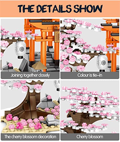 BAIDEFENG 647 Uds + Flores de Cerezo mil Torii Sakura Estilo japonés Street Scene Building Block, 3D Modelo Ladrillos educación descomprimir Juguetes de Montaje