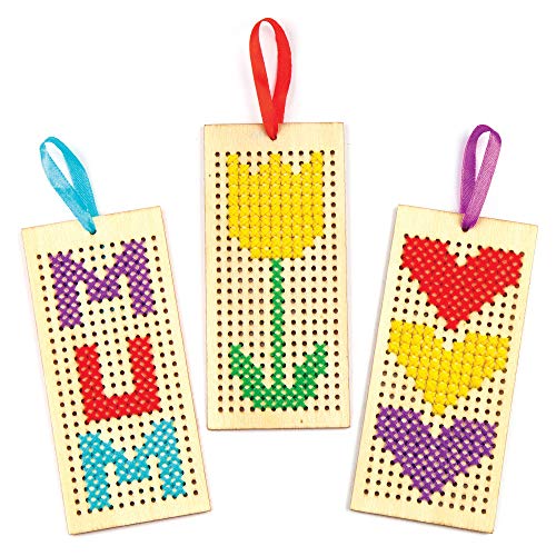 Baker Ross- Kit de Punto de Cruz para Principiantes, Juego de Bordado con Hilo para niños (4 Unidades), Multicolor, 4 Pack (AR141)