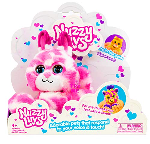 BANDAI CE80082 Nuzzy Luvs Luvbug Juguete Interactivo para Mascotas (Conejito Rosa y Blanco)