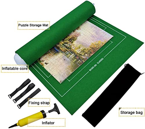 BangShou Tapete para Puzzle Roll Fieltro Puzzles Tapete Puzzle Mat Felt Mat para 1000/1500 Piezas Puzzles (Verde)