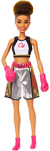 Barbie- Juegos Olímpicos Tokio 2020 muñeca Karateka con Uniforme y con Accesorios (Mattel GJL74) , Color/Modelo Surtido + Quiero Ser Boxeadora, muñeca Morena con Guantes de Boxeo Rosa