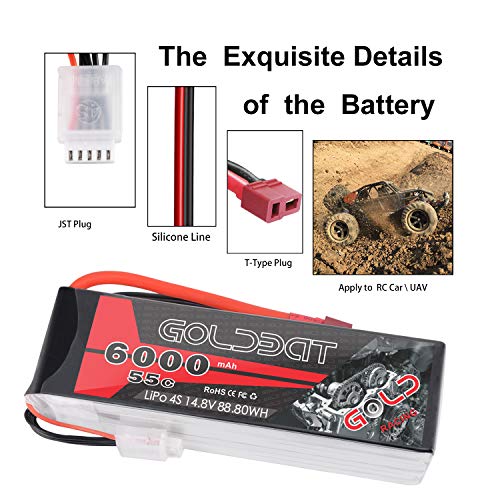 Batería LiPo GOLBAT 6000mAh 14.8V 4S 55 C Paquete con Enchufe Deans para RC Avión RC Helicóptero Drift RC Car RC Car RC Truck Barco