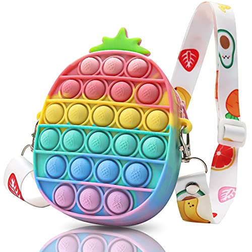 Bdwing Pop Fidget Bolso de Hombro de Juguete, Bolso de Cruzado Burbujas de Empuje, Juguetes sensoriales, Bolso para Niñas y Mujeres, Cumpleaños, Halloween, Navidad (Piña Macaron)