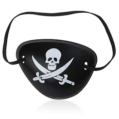 Beelittle 4 Piezas Juego de Accesorios para Disfraz de capitán Pirata Lazo Rojo Cabeza Pañuelo Envoltura Bandana Pirata Parche en el Ojo Collar con aretes Dorados Kit de Accesorios para Piratas (F)