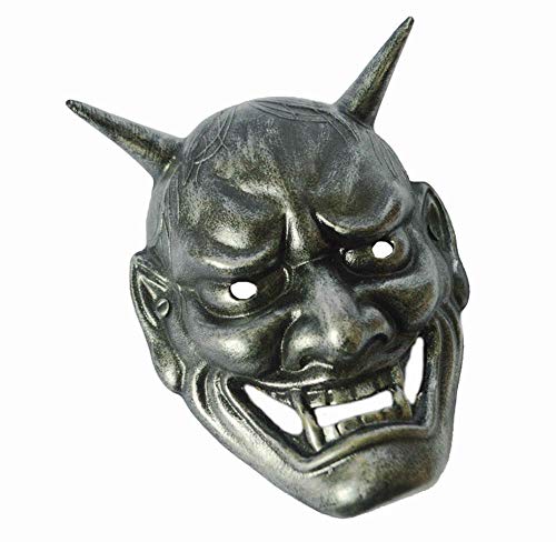 BENREN Máscaras de Halloween, Cosplay Cómico, Máscara de Prajna Prajna de Cabeza de Fantasma Budista Japonés, Máscara de Miedo,Silver