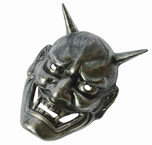 BENREN Máscaras de Halloween, Cosplay Cómico, Máscara de Prajna Prajna de Cabeza de Fantasma Budista Japonés, Máscara de Miedo,Silver