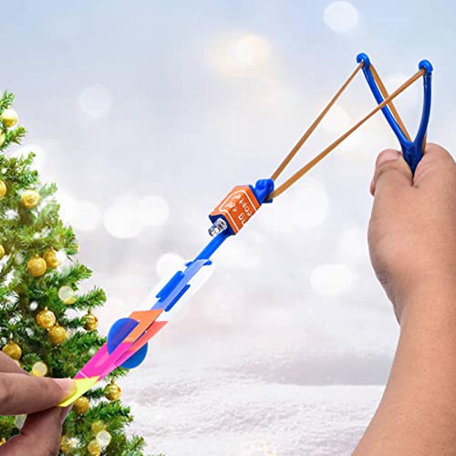 Bestshop Led Flying Rocket Helicopter, Glowing Slingshot Rocket Copter Helicóptero Brillante Juguete al Aire Libre para múltiples Ocasiones, niños y Adultos