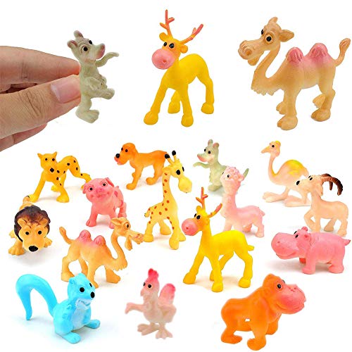 BESTZY Figuras de Animales 24Pcs Mini plástico Animales de Granja y Animales Salvajes de la Selva Juguetes Figuras para niños Aprendizaje Playset Educativo Favores de Fiesta Regalos