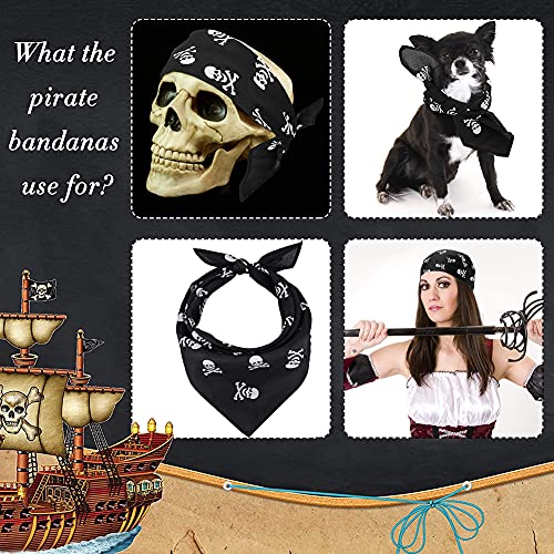 BESTZY Pañuelo de Pirata Pañuelo Bandana Pañuelo de 12 piezas de Halloween con patrón de calavera para el pelo de pirata para la decoración de la fiesta de cosplay de la barra