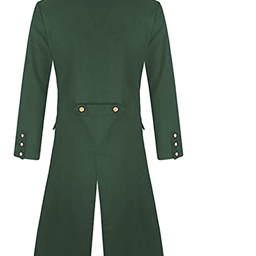 BGUK Abrigo de hombre para Halloween, estilo steampunk, gótico, retro, victoriano, cosplay, chaqueta de esmoquin, uniforme, medieval, chaleco, chaqueta y falda de arma, verde, M