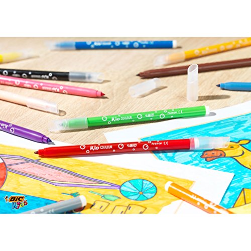 BIC Kids Kit para Colorear - 18 Lápices de colores, 12 rotuladores de colores, Estuche de Plástico de 30