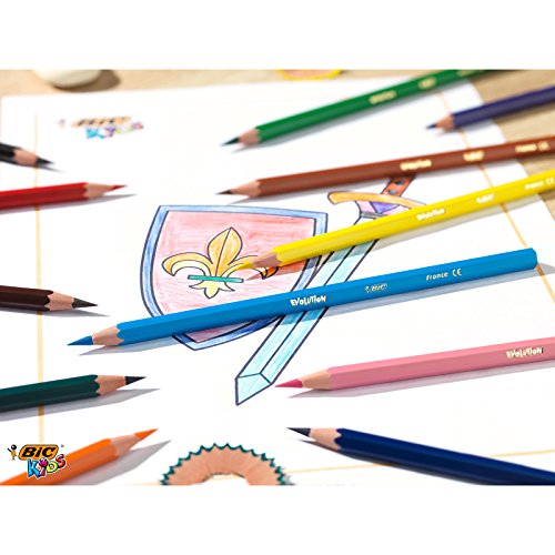 BIC Kids Kit para Colorear - 18 Lápices de colores, 12 rotuladores de colores, Estuche de Plástico de 30