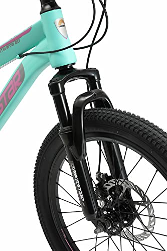 BIKESTAR Bicicleta de montaña Juvenil 20 Pulgadas de 6 a 9 años | Bici niños Cambio Shimano de 7 velocidades, Freno de Disco, Horquilla de suspensión | Menta