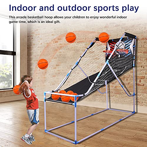 Bilisder Juego de Baloncesto para Niños, para Interior y Exterior, con Sistema de Conteo de Puntos, Efectos de Sonido, 6 Pelotas Pequeñas de Baloncesto, Juego Arcade para Toda la Familia