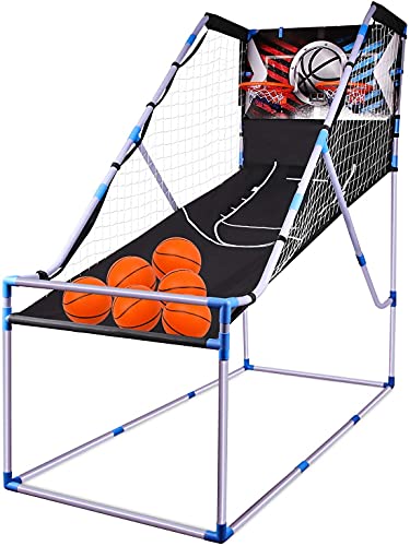 Bilisder Juego de Baloncesto para Niños, para Interior y Exterior, con Sistema de Conteo de Puntos, Efectos de Sonido, 6 Pelotas Pequeñas de Baloncesto, Juego Arcade para Toda la Familia