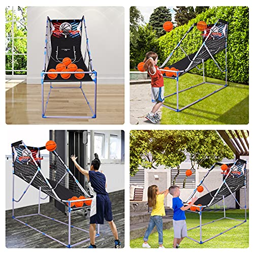 Bilisder Juego de Baloncesto para Niños, para Interior y Exterior, con Sistema de Conteo de Puntos, Efectos de Sonido, 6 Pelotas Pequeñas de Baloncesto, Juego Arcade para Toda la Familia