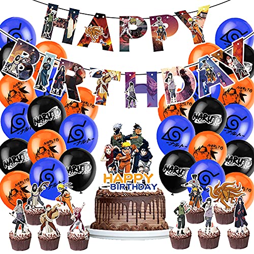 BKJJ Naruto Cumpleaños Decoracion Juego Globos, Naruto Juego Tema de Cumpleaños Suministros de Fiestas Fiesta de Tema de Juegos Incluye Globos de Látex