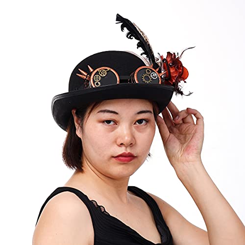 BLESSUME Sombrero Steampunk Gótico Chistera con Gafas Unisex (Colore L, M)