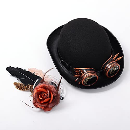 BLESSUME Sombrero Steampunk Gótico Chistera con Gafas Unisex (Colore L, M)