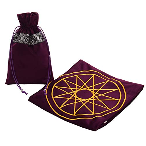 BLESSUME Tarot Tarot - Mantel de mesa con bolsa de tarot para adivinación de terciopelo (3 unidades), color morado
