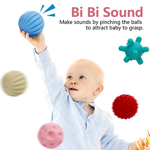 Bolas Sensoriales para Bebés, Comius Sharp Soft Hand Ball Grip Ball Sensor Ball Set Textured Multi Ball Set, Infantil Pelota Educativa Suaves Garre Juguete de Baño (10 Pcs)