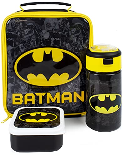 Bolso de almuerzo DC Comics Batman 3 pieza (bolsa de comida, botella, bocadillo) Un tamaño