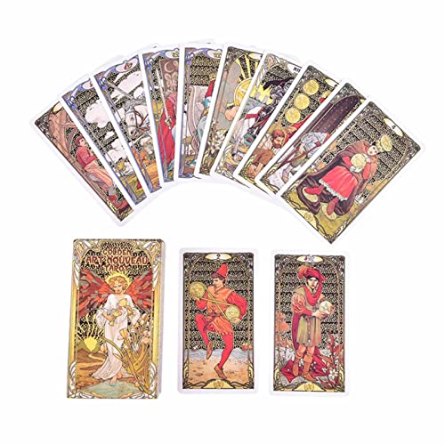 Bonilaan Cartas TarotTarot clásico Cartas de Tarot Doradas Art Nouveau 78 Piezas de Estilo Art Nouveau adecuadas para el Estilo clásico de Principiantes