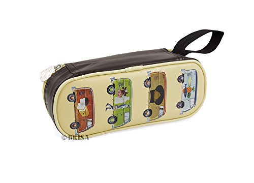 BRISA VW Collection - Volkswagen Furgoneta Hippie Bus T1 Van Estuche para lápices de polipiel (PU), Caja de papelería,Bolso de Maquillaje-Cosméticos, para Escuela/Oficina/Regalo (Vehículos especiales)