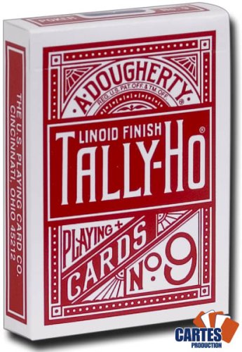 Caja de 12 barajas TALLY-HO Fan (US playing cards company) (6 Azules / 6 Rojas)