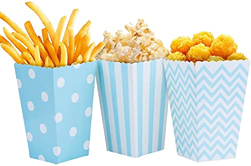 Caja de Palomitas de MaíZ, 36Pcs Mini Caja de Fiesta de Palomitas Contenedor de Dulces, 11.5 x 7 x 5 cm Azul Caja de Pop Corn, Adecuado Para Fiestas, CumpleañOs, Celebraciones, Bodas, Banquetes