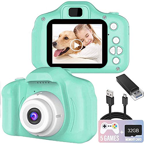 Camara para Niños,Infantil Cámara de Fotos Digital, Pantalla HD de 2,0 Pulgadas, 1080p, 32 GB, cámara de Fotos para Selfies y vídeo, Juguete de Regalo de cumpleaños para niños y niñas de 3 a 12 años