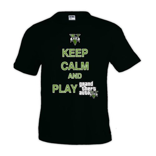 Camiseta Keep Calm and Call Batman negra manga corta (Talla: TALLA-L)