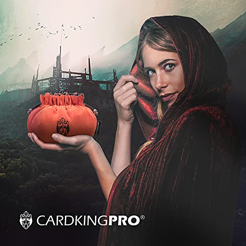 CardKingPro Bolsas para Dados Inmensos con Bolsillos - Naranja - Capacidad para más de 150 Dados - Ideal para Acaparadores de Dados [Diseño Patentado]