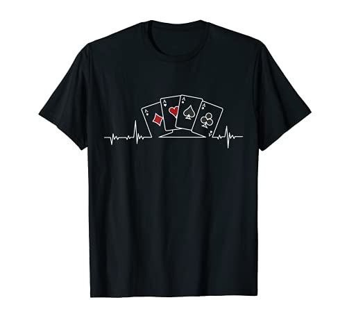 Cartas de póquer al ras del corazón jugador de póquer juego Camiseta