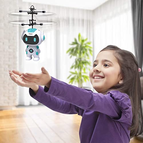 CeFurisy Avión teledirigido por inducción, juguete volador, carga por USB, helicóptero flotante con luz LED, para niños, juegos en interiores y exteriores